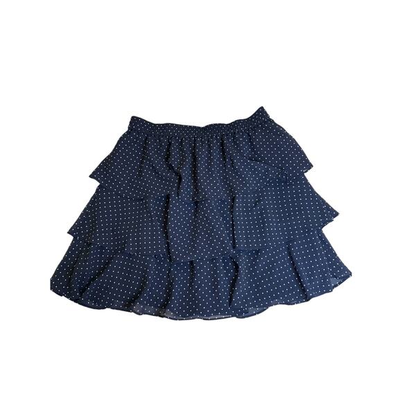 Michael Kors Navy Blue Polka Dot Tiered Ruffle Skirt – Size Small - Picture 2 of 7